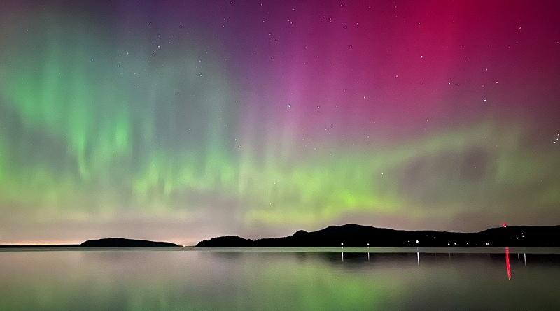 Auroral skies from Alex's home in the San Juan Islands, August 2024. Photo by Alex Shapiro.